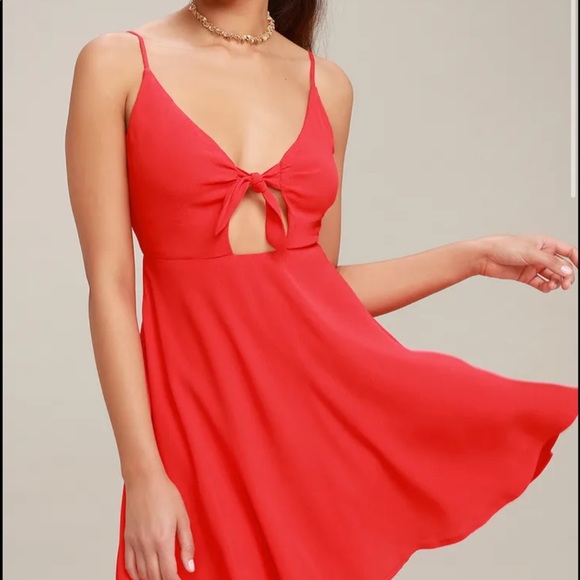 Lulus red tie front dress - Picture 1 of 5